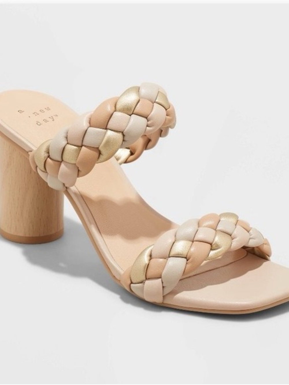 A new day Braided Double-Strap Block Heel Sandal in Neutral and Gold